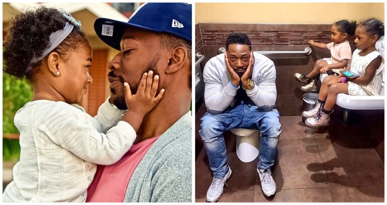 Un tată devotat alege să folosească toaleta pentru femei pentru a-și proteja fiicele