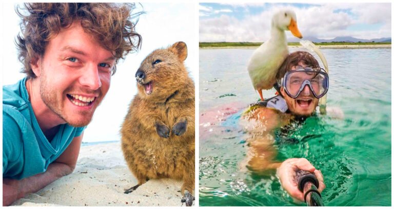 19 fotografii cu un tip care pare să se împrietenească cu orice animal pe care îl întâlnește